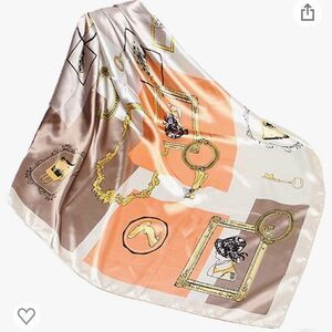 Silky Satin Square Scarf Shawl Nude 35” x 35”